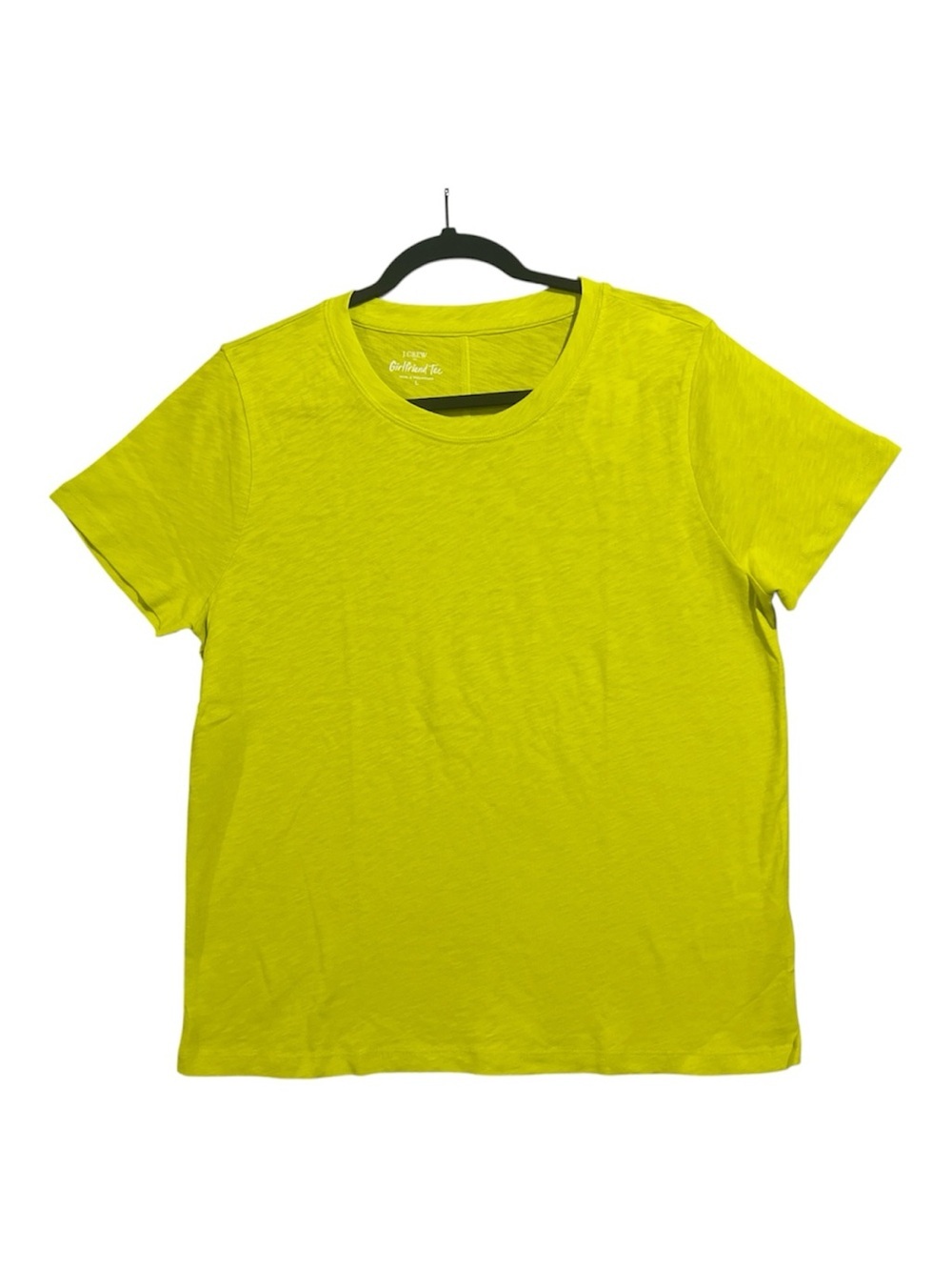 J.Crew Girlfriend Crewneck Tee Women’s Large Neon Yellow Cotton AJ089